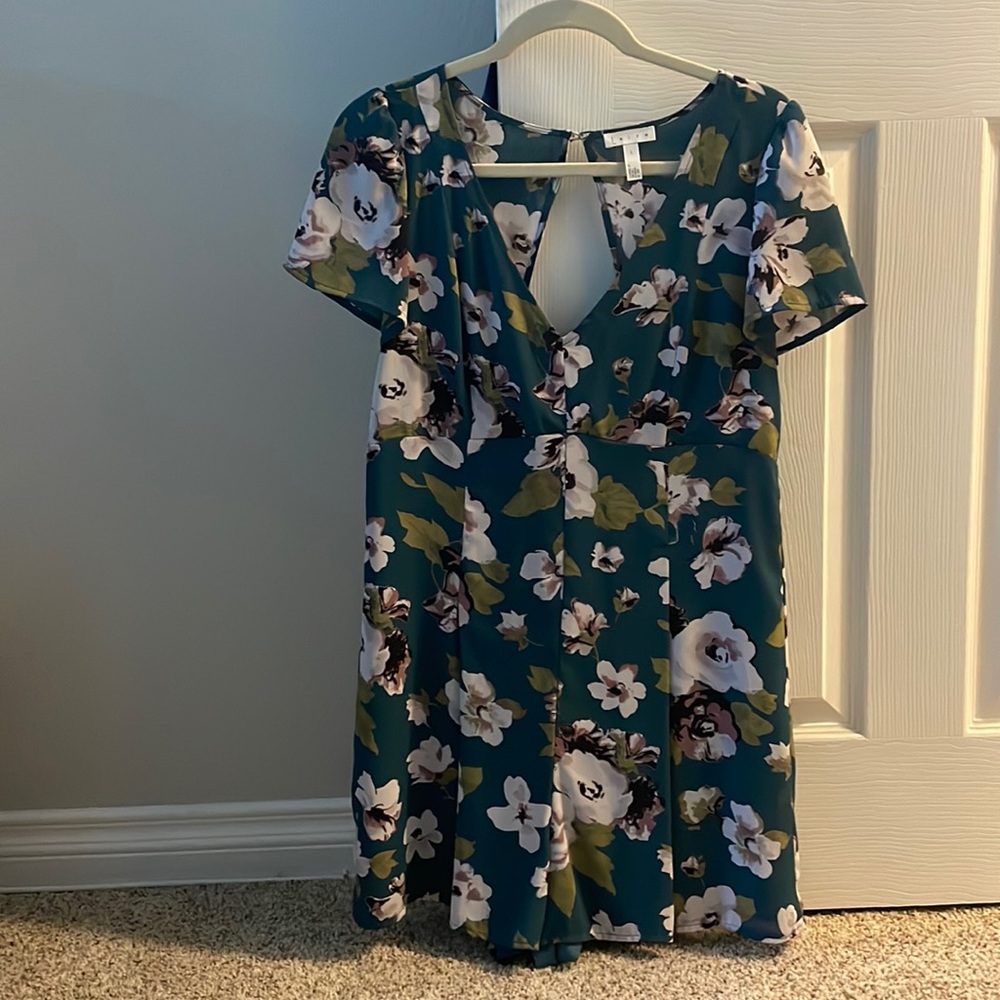 Floral romper, teal